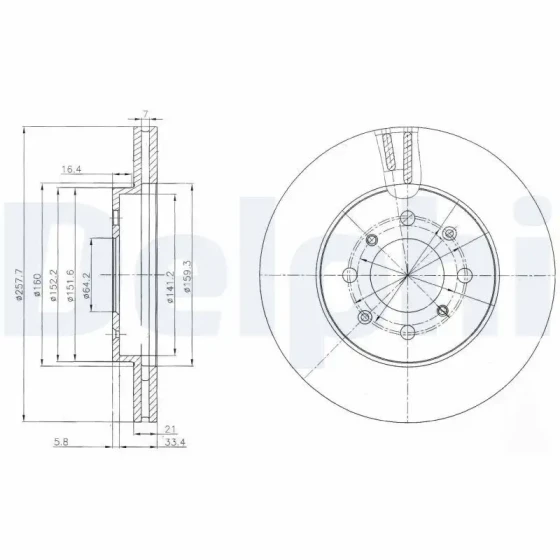 Delphi Ön Fren Diski – BG4148C / OEM 45251SAAG50 ürün görseli