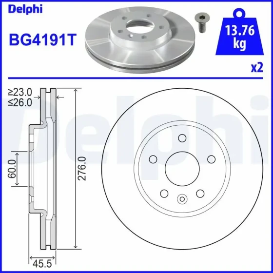 Delphi Ön Fren Diski – BG4191T ürün görseli