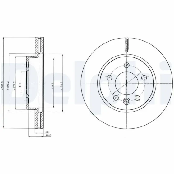 Delphi Ön Fren Diski – BG4343C / OEM 2H0615301D ürün görseli