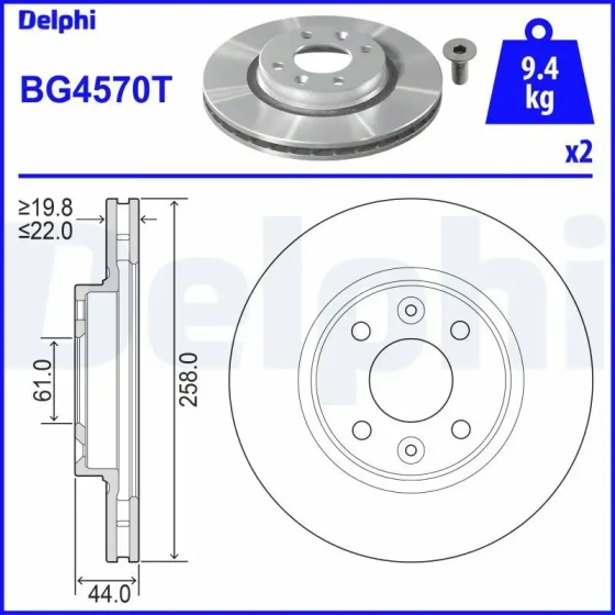 Delphi Ön Fren Diski – BG4570T ürün görseli