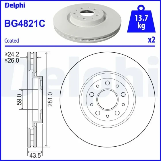 Delphi Ön Fren Diski – BG4821C ürün görseli