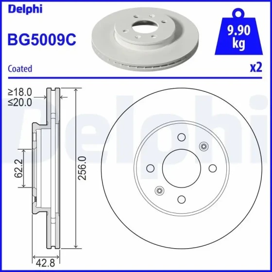 Delphi Ön Fren Diski – BG5009C / OEM 51712G6300 ürün görseli