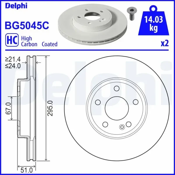 Delphi Ön Fren Diski – BG5045C / OEM A2474210312