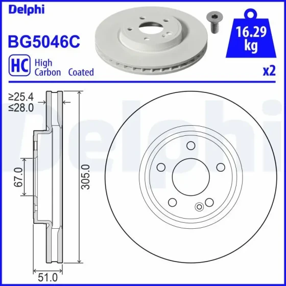 Delphi Ön Fren Diski – BG5046C / OEM A2474210412 ürün görseli