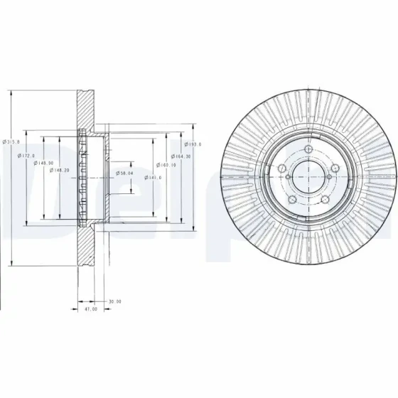 Delphi Ön Fren Diski – BG9105 / OEM 26300AG001 ürün görseli