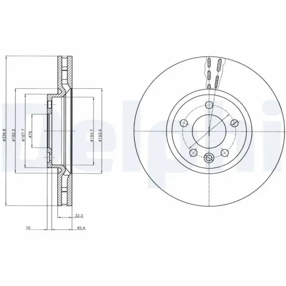 Delphi Ön Fren Diski – BG9106 / OEM 7E0615301F ürün görseli