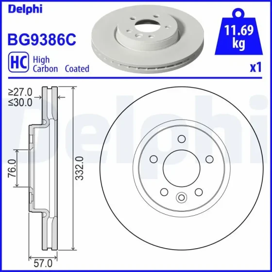 Delphi Ön Fren Diski – BG9386C / OEM 2H6615301 ürün görseli