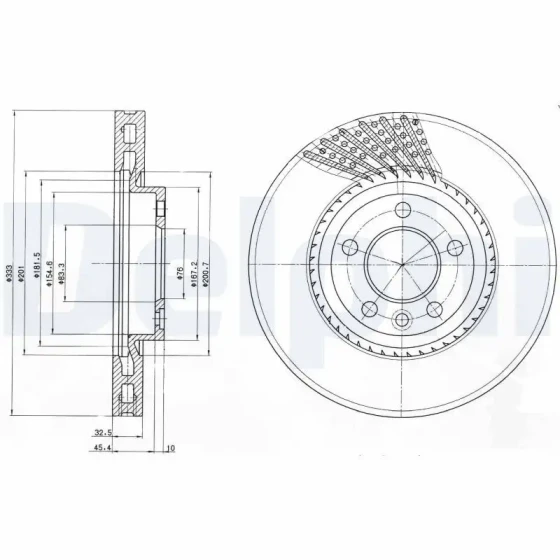 Delphi Ön Fren Diski – BG9892 / OEM 7H0615301F ürün görseli