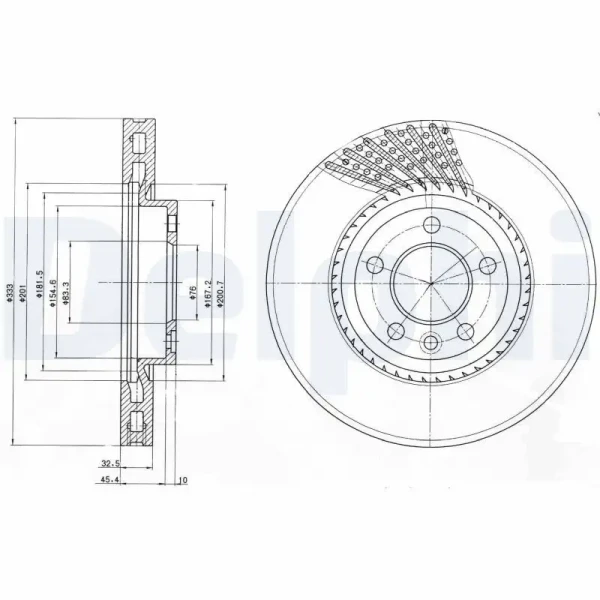 Delphi Ön Fren Diski – BG9892 / OEM 7H0615301F