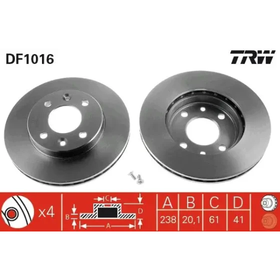 TRW Ön Fren Diski – DF1016 ürün görseli