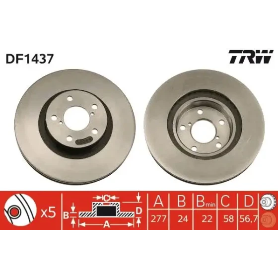 TRW Ön Fren Diski – DF1437 ürün görseli