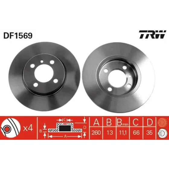 TRW Ön Fren Diski – DF1569 / OEM 34116752434 ürün görseli