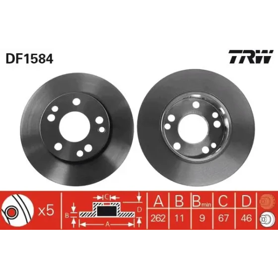 TRW Ön Fren Diski – DF1584 / OEM A2014211212 ürün görseli