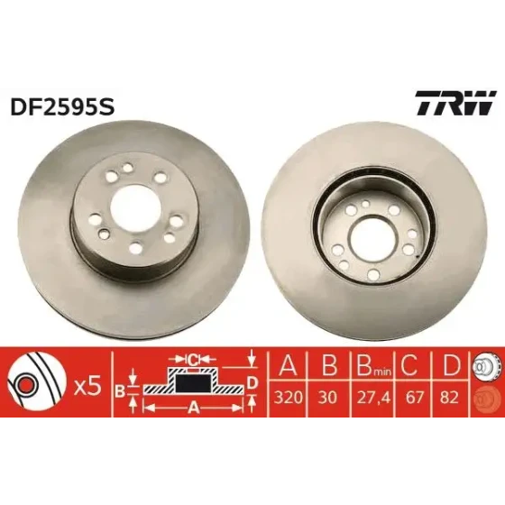 TRW Ön Fren Diski – DF2595S / OEM A1404210912 ürün görseli