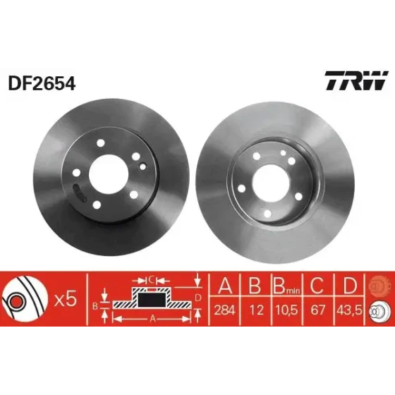 TRW Ön Fren Diski – DF2654 / OEM A2024210212 ürün görseli