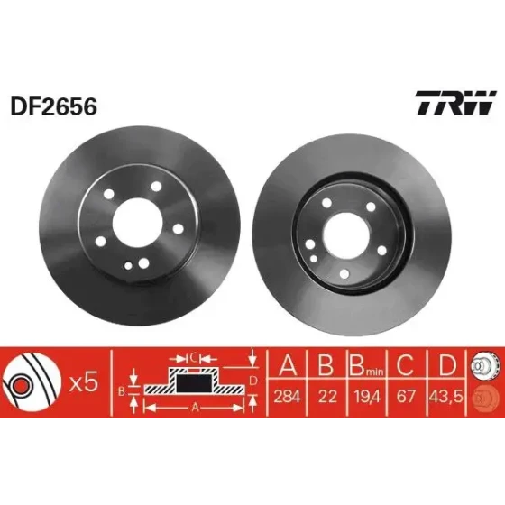 TRW Ön Fren Diski – DF2656 / OEM A2024210912 ürün görseli