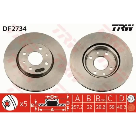 TRW Ön Fren Diski – DF2734 ürün görseli
