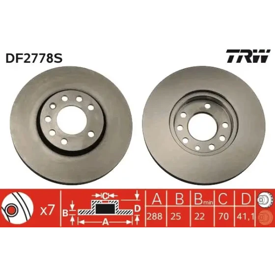 TRW Ön Fren Diski – DF2778S ürün görseli