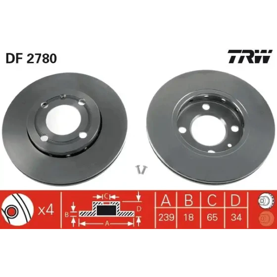 TRW Ön Fren Diski – DF2780 / OEM 6N0615301F ürün görseli