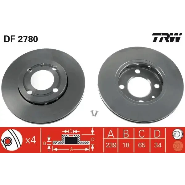 TRW Ön Fren Diski – DF2780 / OEM 6N0615301F