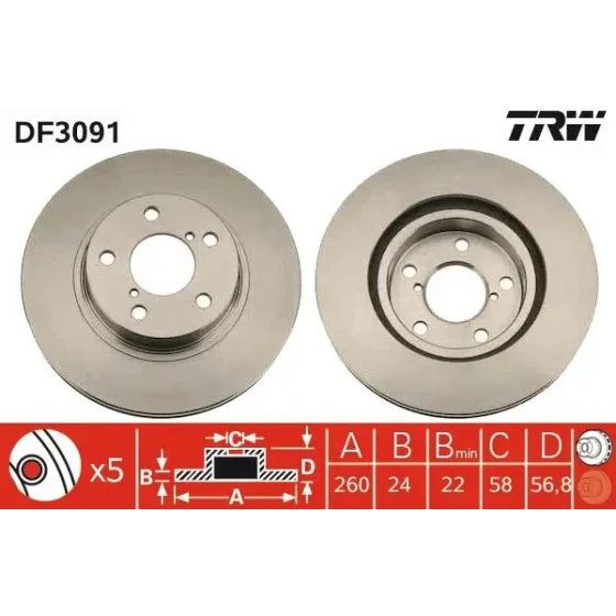 TRW Ön Fren Diski – DF3091 ürün görseli