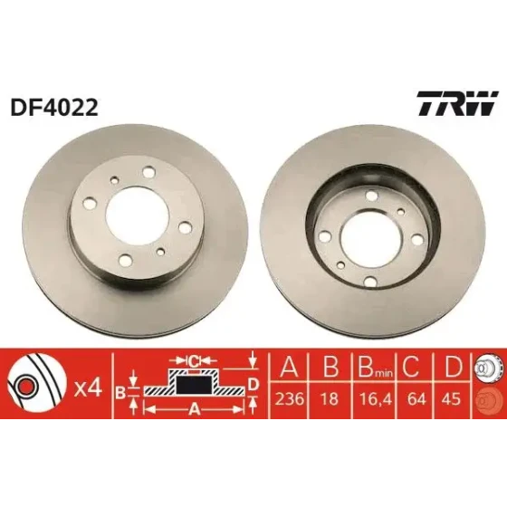 TRW Ön Fren Diski – DF4022 ürün görseli
