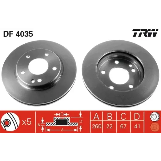TRW Ön Fren Diski – DF4035 / OEM A1684210812 ürün görseli