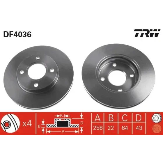 TRW Ön Fren Diski – DF4036 ürün görseli