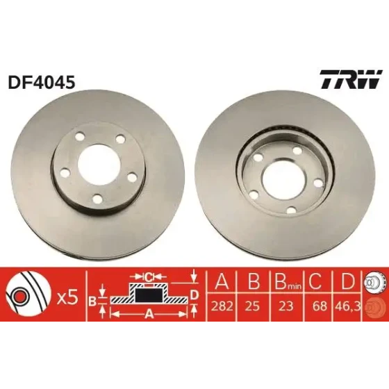 TRW Ön Fren Diski – DF4045 / OEM 8E0615301C ürün görseli