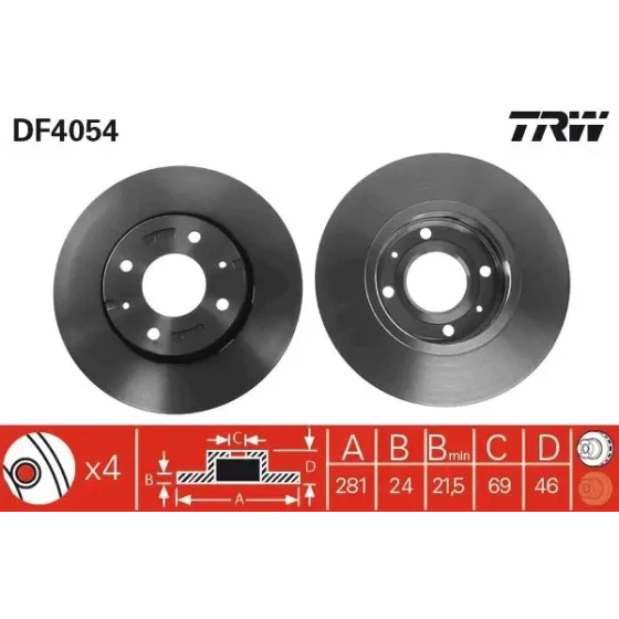 TRW Ön Fren Diski – DF4054 / OEM 308180272 ürün görseli