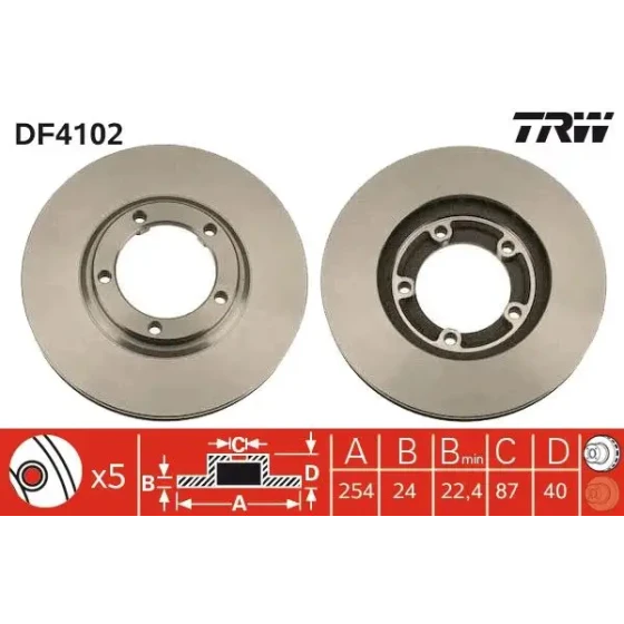 TRW Ön Fren Diski – DF4102 / OEM 581294A000 ürün görseli