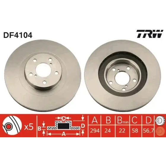 TRW Ön Fren Diski – DF4104 ürün görseli