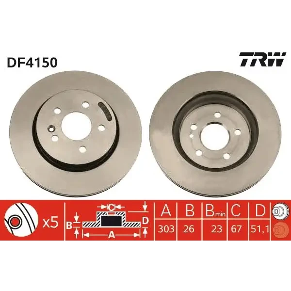 TRW Ön Fren Diski – DF4150 / OEM A1634210212