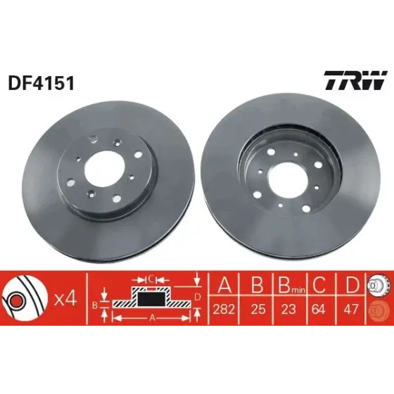 TRW Ön Fren Diski – DF4151 / OEM 45251S1AG00 ürün görseli
