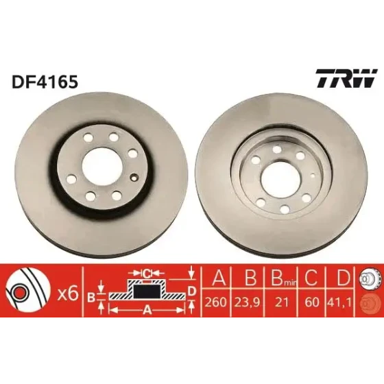 TRW Ön Fren Diski – DF4165 / OEM 9127967 ürün görseli