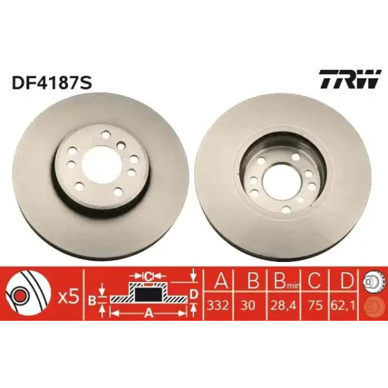 TRW Ön Fren Diski – DF4187S ürün görseli