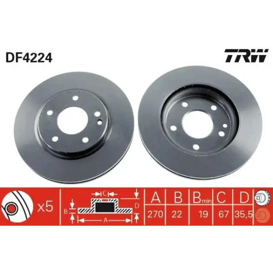 TRW Ön Fren Diski – DF4224 / OEM A4144210012 ürün görseli