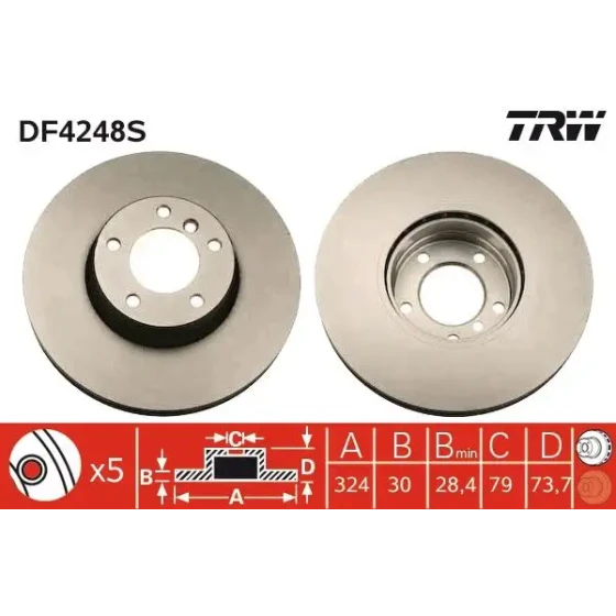 TRW Ön Fren Diski – DF4248S / OEM 34111165859 ürün görseli