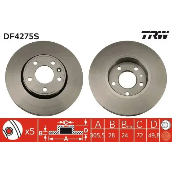 TRW Ön Fren Diski – DF4275S ürün görseli