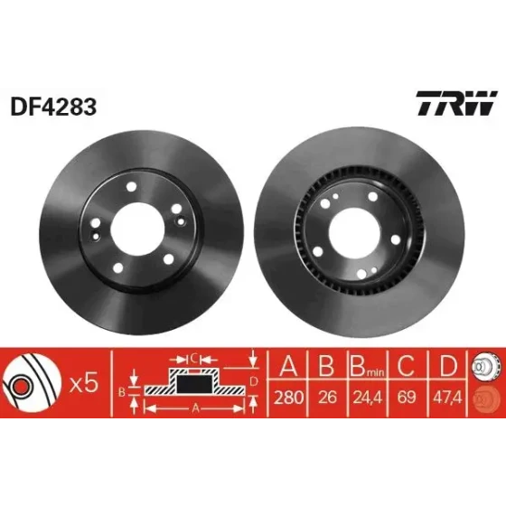 TRW Ön Fren Diski – DF4283 ürün görseli
