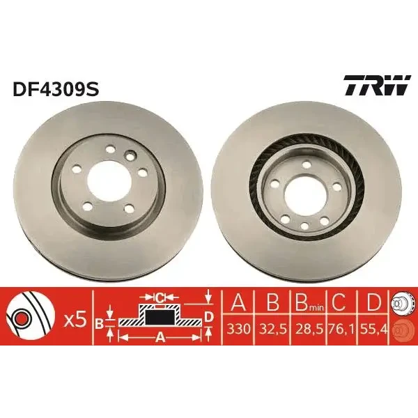 TRW Ön Fren Diski – DF4309S / OEM 7H0615301F