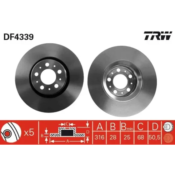 TRW Ön Fren Diski – DF4339 ürün görseli