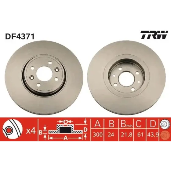 TRW Ön Fren Diski – DF4371 / OEM B3004020 ürün görseli