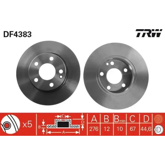 TRW Ön Fren Diski – DF4383 / OEM A1694210012 ürün görseli