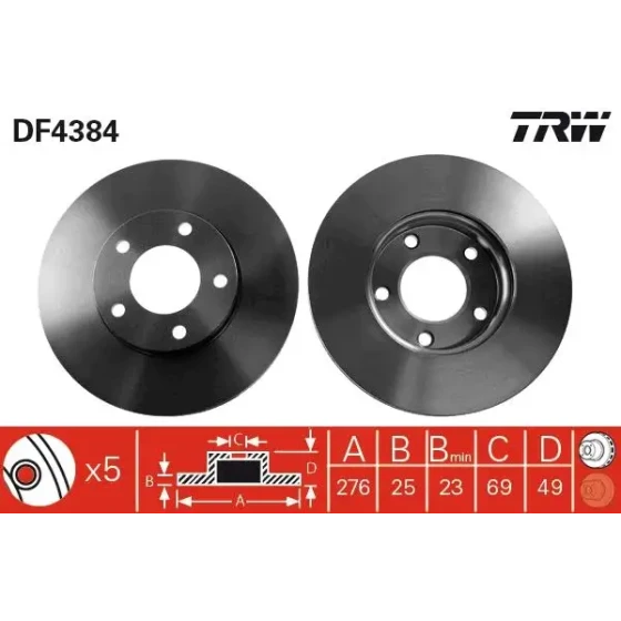 TRW Ön Fren Diski – DF4384 ürün görseli