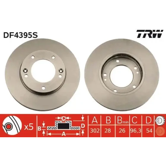 TRW Ön Fren Diski – DF4395S / OEM 517123E300 ürün görseli