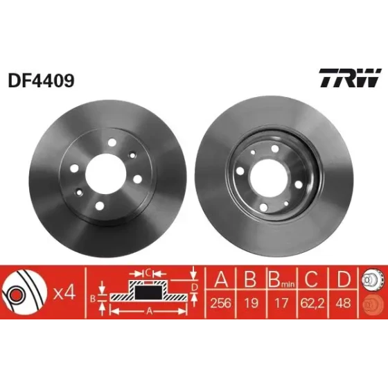 TRW Ön Fren Diski – DF4409 / OEM 517121C050 ürün görseli