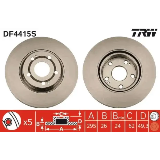 TRW Ön Fren Diski – DF4415S / OEM 435120F010 ürün görseli