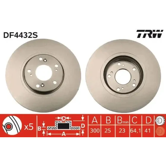 TRW Ön Fren Diski – DF4432S / OEM 45251SEAE30 ürün görseli