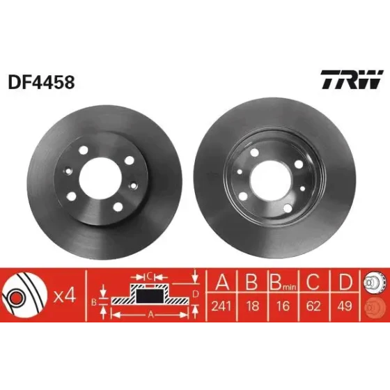 TRW Ön Fren Diski – DF4458 / OEM 517120X500 ürün görseli